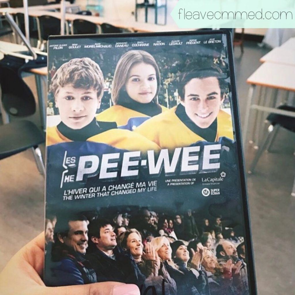 Photo of a French film on a dvd. Title of DVD reads "Les Pee Wees - l'hiver qui a changé ma vie". 