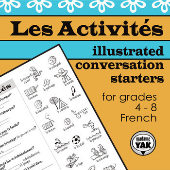 Teachers Pay Teachers thumbnail of the free French resource on illustrated conversation starters