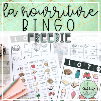 Teachers Pay Teachers thumbnail of the free French resource on Food Bingo