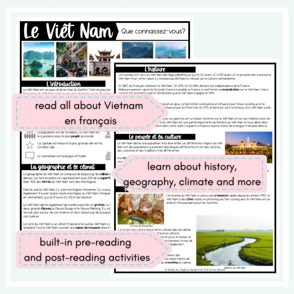 Learn all about francophone Vietnam with this French reading comprehension article