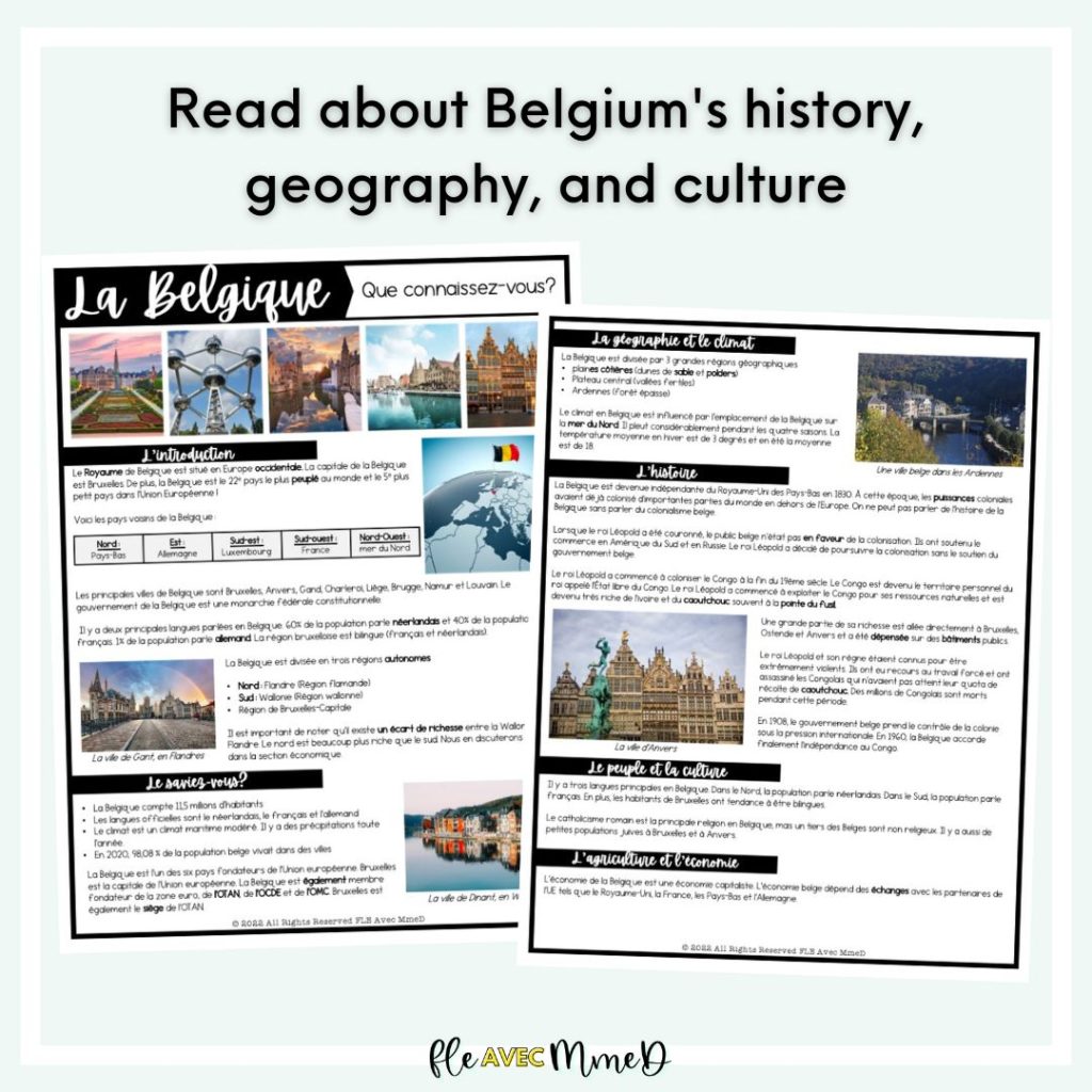 Read about Francophone Belgium with this French reading comprehension article