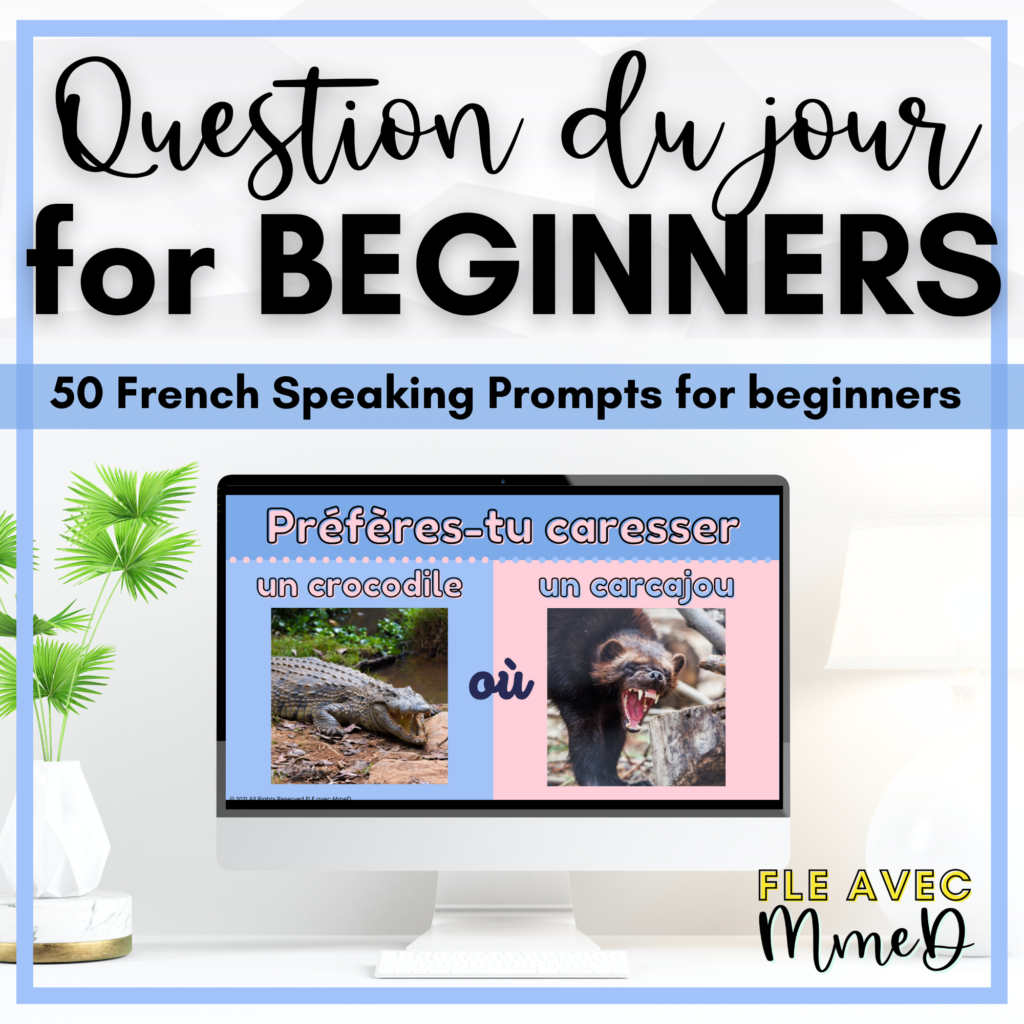 Photo of a thumbnail with a slide showing a beginner-friendly question du jour prompt.