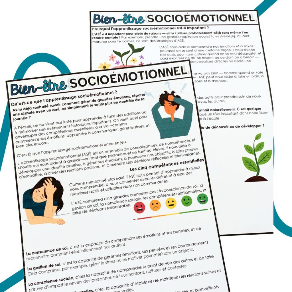 French SEL lesson - French reading comprehension text